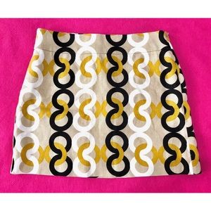 J CREW Black Gold Tan Linen Above Knee Skirt